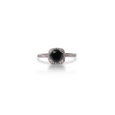 Rhodium-Plated Ring with Black Zircon